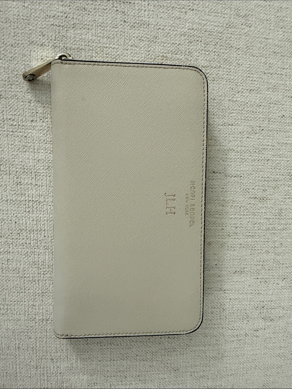 henri bendel Cream Zip Around Leather Wallet
